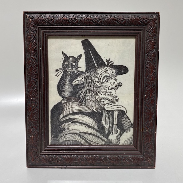 ARTWORK, B&W Sepia Witches and Sorcery w Black Cat 
